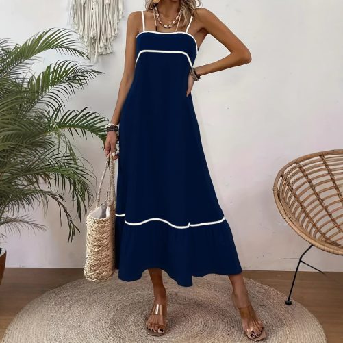 Sweet Solid Color Self Tie Dress in Dresses
