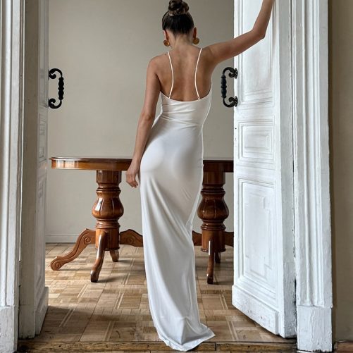Hollow Out Cutout Halter Spaghetti Straps Dress in Dresses
