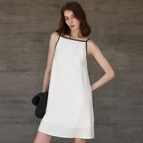 Contrast Color White Dress in Dresses