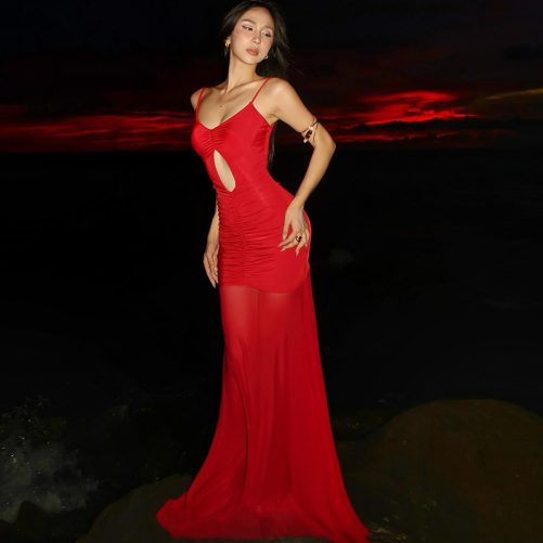 Sexy Cutout Sling Maxi Dress in Dresses