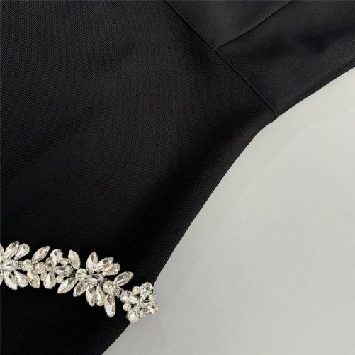 Sexy One Shoulder Sleeveless Rhinestone Slit Maxi Dress in Dresses