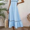 Sweet Solid Color Self Tie Dress in Dresses