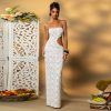 Sleeveless Backless Lace Hollow Out Cutout Out Slim Fit Dress in Dresses