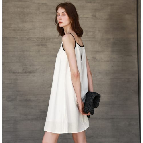 Contrast Color White Dress in Dresses