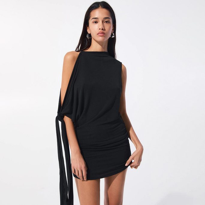 Sleeveless Lace Up Sheath Dress in Dresses