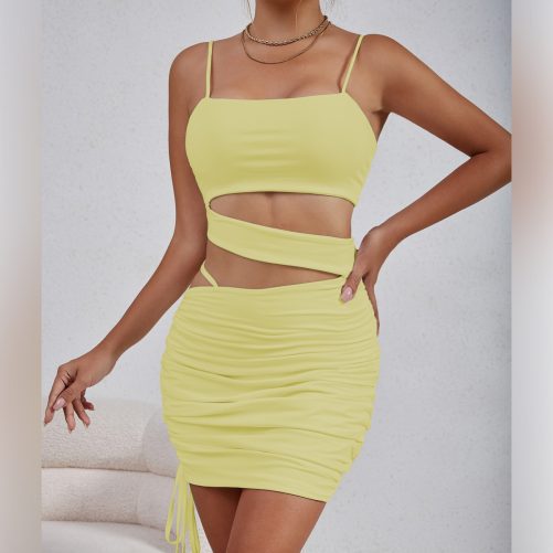 Sexy Hollow Out Cutout Out Pleated Dress in Dresses