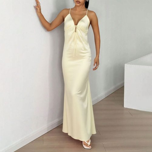 Summer Backless V Neck Formal Dress in Dresses