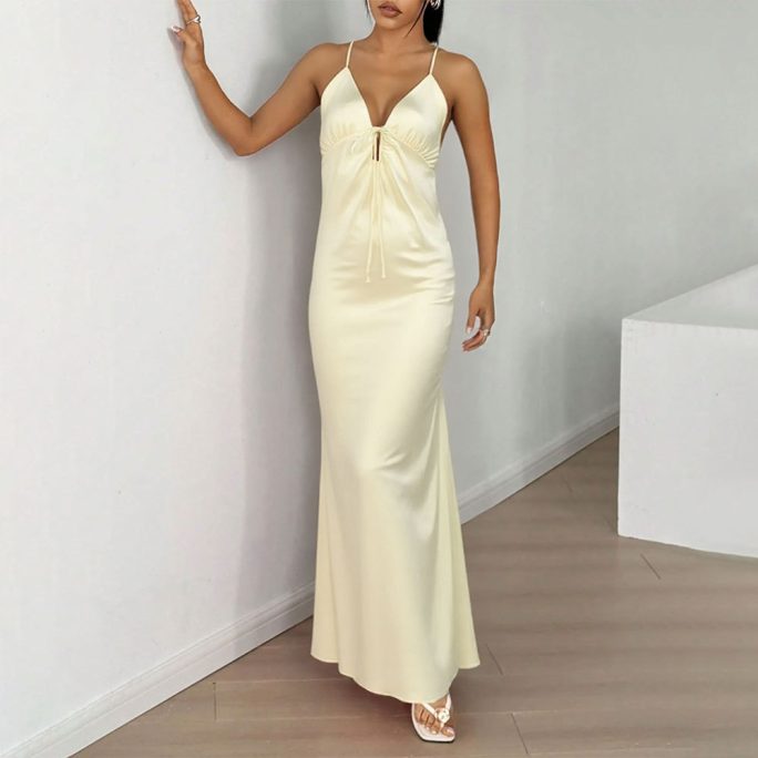 Summer Backless V Neck Formal Dress in Dresses