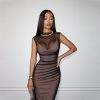 Elegant Mesh See Through Sleeveless Slim Fit Sexy Dress in Dresses