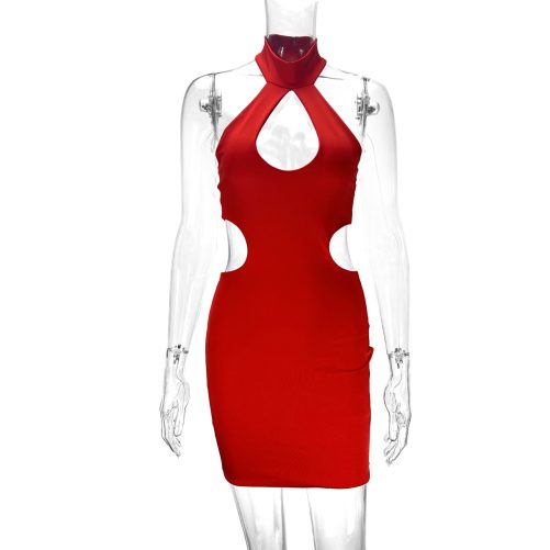Sexy Halter Cut Out Hip Dress in Dresses