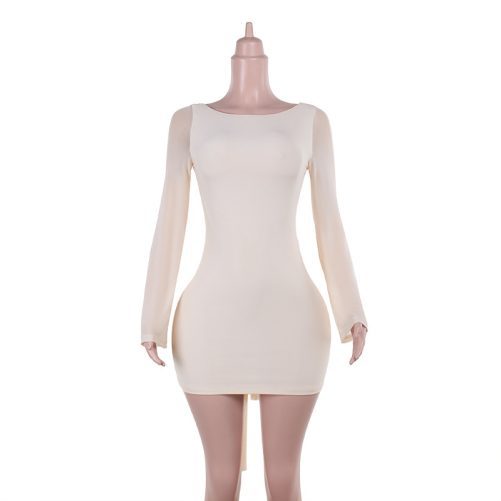 Elegant Sexy Slim Fit Bow Backless Dress in Dresses