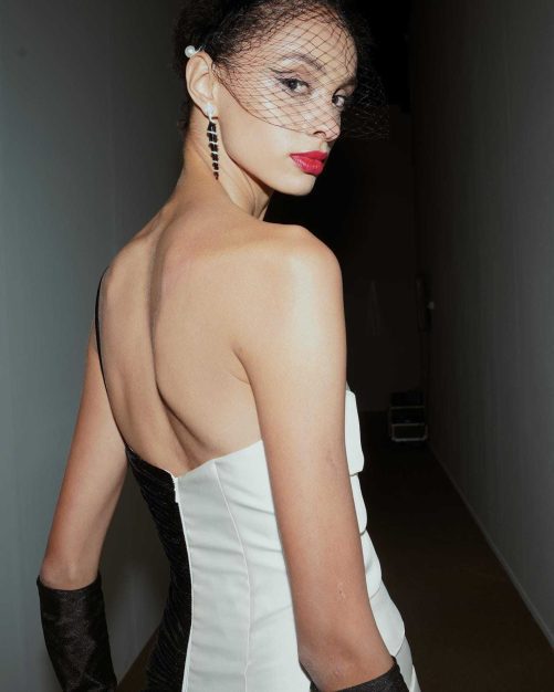 One Shoulder Black White Contrast Color Satin Cocktail Formal Maxi Dress in Dresses
