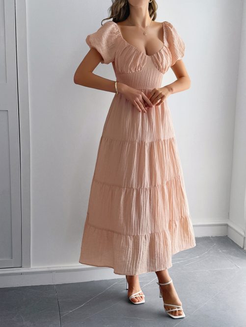 White Puff Sleeve Maxi Dress in Dresses