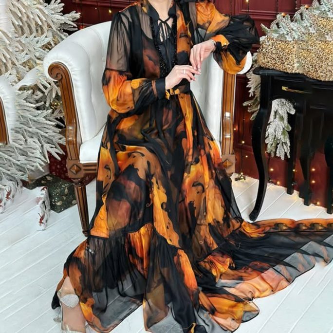 Retro Printed Dress in Dresses