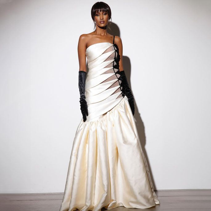 One Shoulder Black White Contrast Color Satin Cocktail Formal Maxi Dress in Dresses