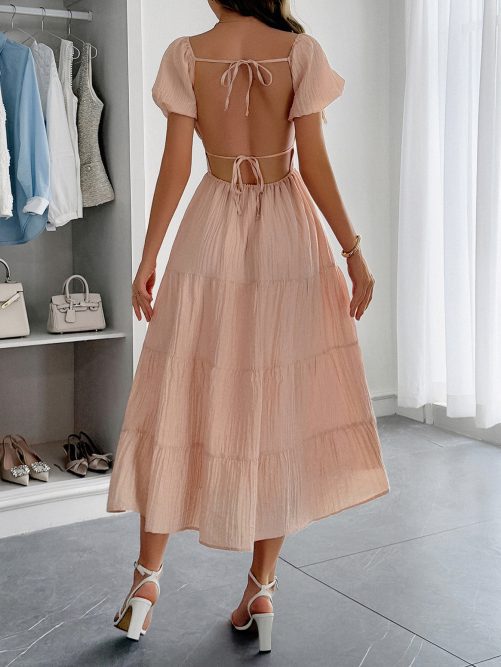 White Puff Sleeve Maxi Dress in Dresses