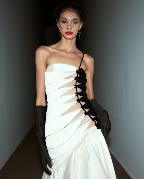 One Shoulder Black White Contrast Color Satin Cocktail Formal Maxi Dress in Dresses