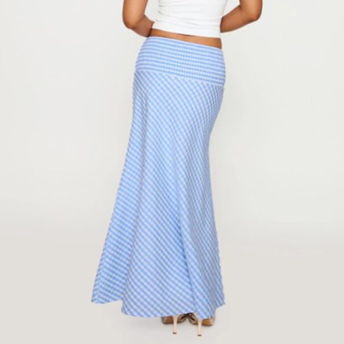 Pattern Smocking Wide Waist Hip Bag Fishtail Skirt in Skirts