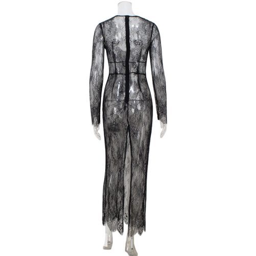 Lace See Through Sexy V Neck Slim Fit Hip Dress in Dresses