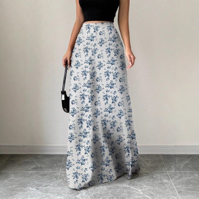 Satin Long Skirt in Skirts