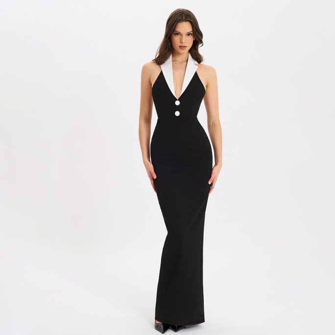 Sexy Backless Slit Slimming Dress in Dresses