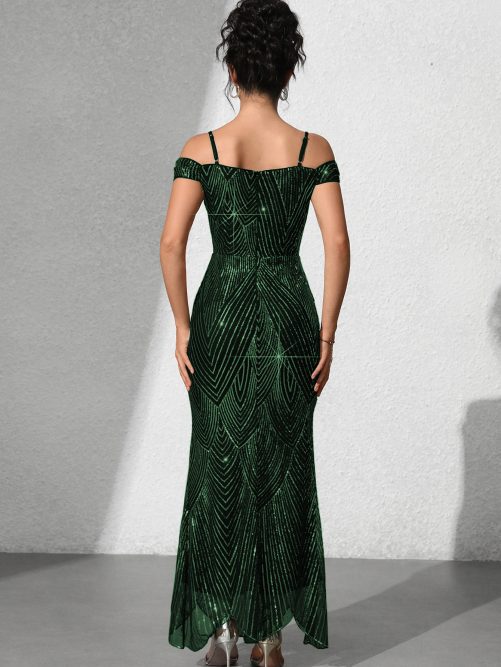 Sexy Slim Fit Sequined Maxi Dress in Dresses