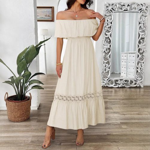 Elegant Off Shoulder Waist Dress in Dresses