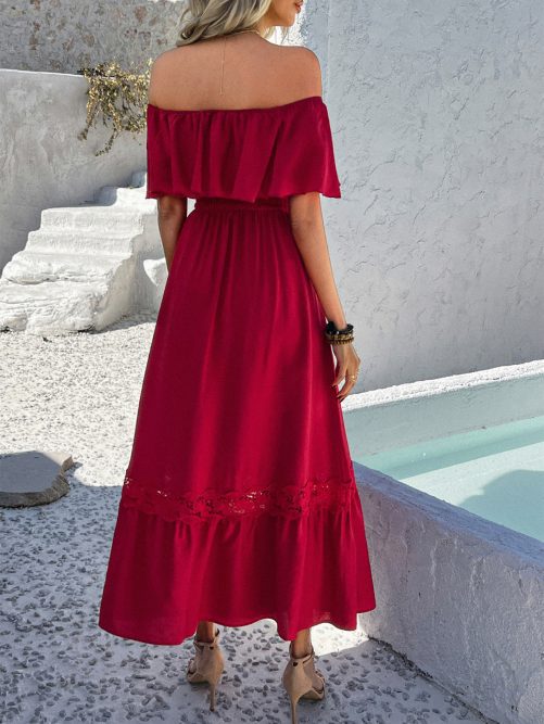 Elegant Off Shoulder Waist Dress in Dresses
