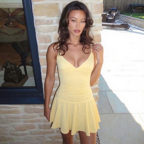 Sexy V Neck Slim Short Princess Sling Dress in Dresses