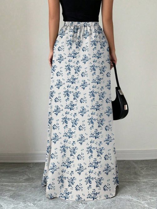 Satin Long Skirt in Skirts