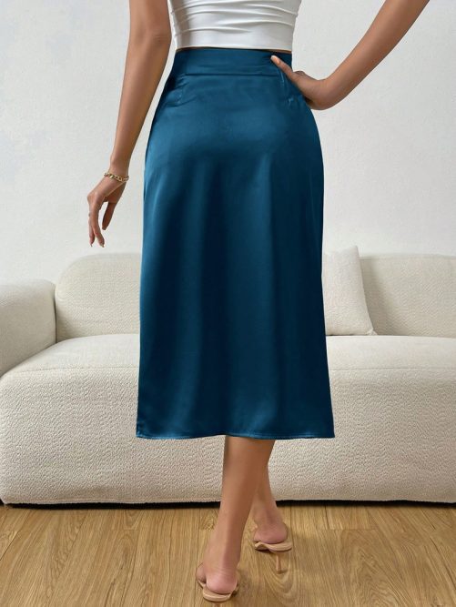 Elegant Satin Split Skirt in Skirts