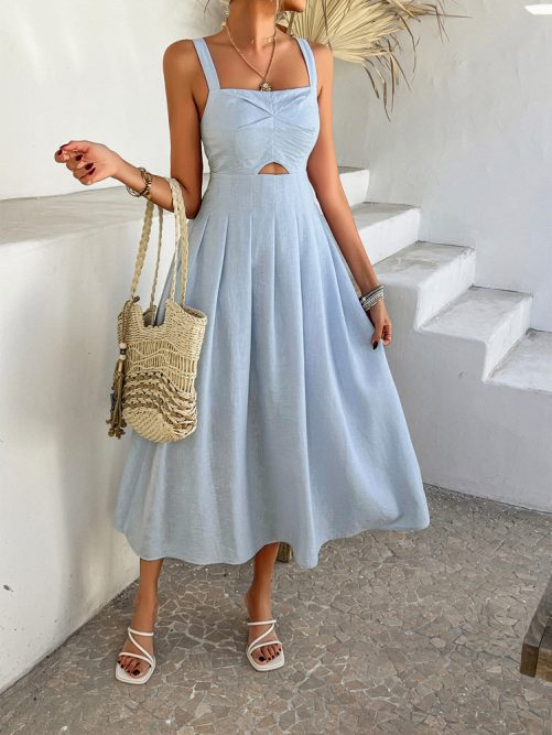 Elegant High Waist Strap Dress in Dresses