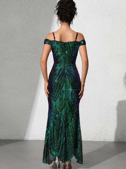 Sexy Slim Fit Sequined Maxi Dress in Dresses