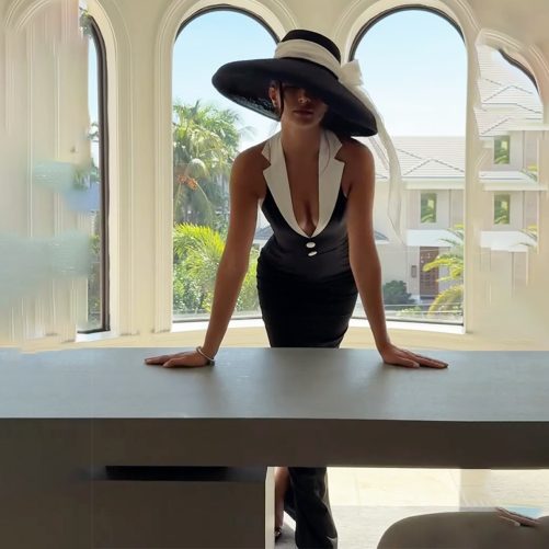 Sexy Backless Slit Slimming Dress in Dresses