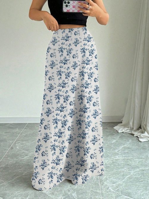 Satin Long Skirt in Skirts