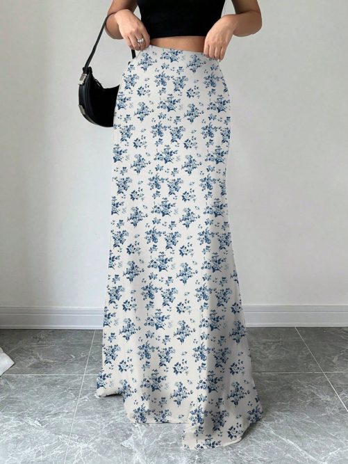 Satin Long Skirt in Skirts