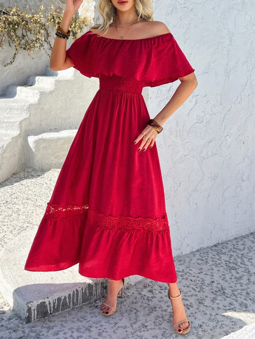 Elegant Off Shoulder Waist Dress in Dresses