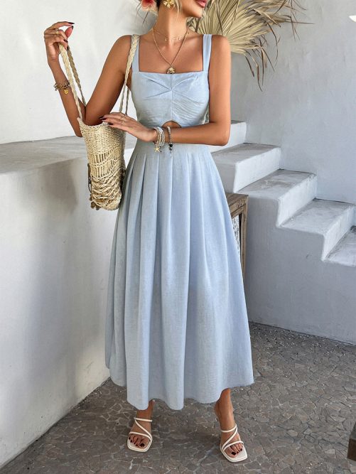 Elegant High Waist Strap Dress in Dresses