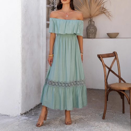 Elegant Off Shoulder Waist Dress in Dresses