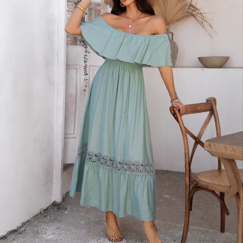 Elegant Off Shoulder Waist Dress in Dresses