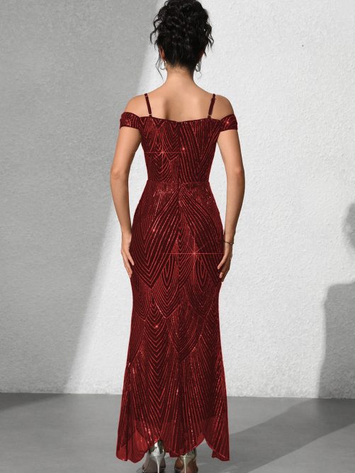 Sexy Slim Fit Sequined Maxi Dress in Dresses