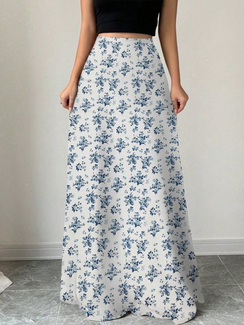 Satin Long Skirt in Skirts