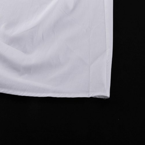 White Pleated Collared Long Sleeve Shirt Dress in Dresses