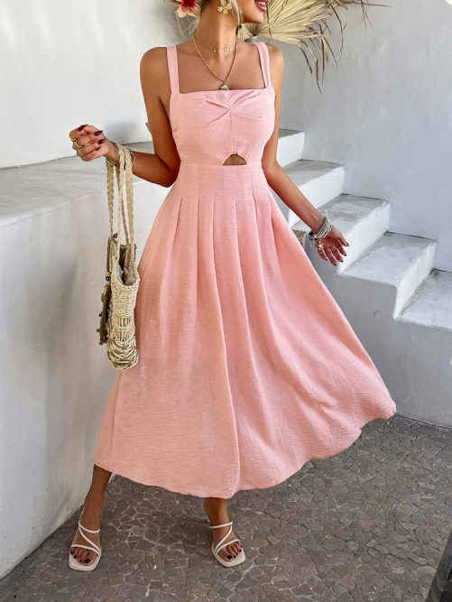 Elegant High Waist Strap Dress in Dresses