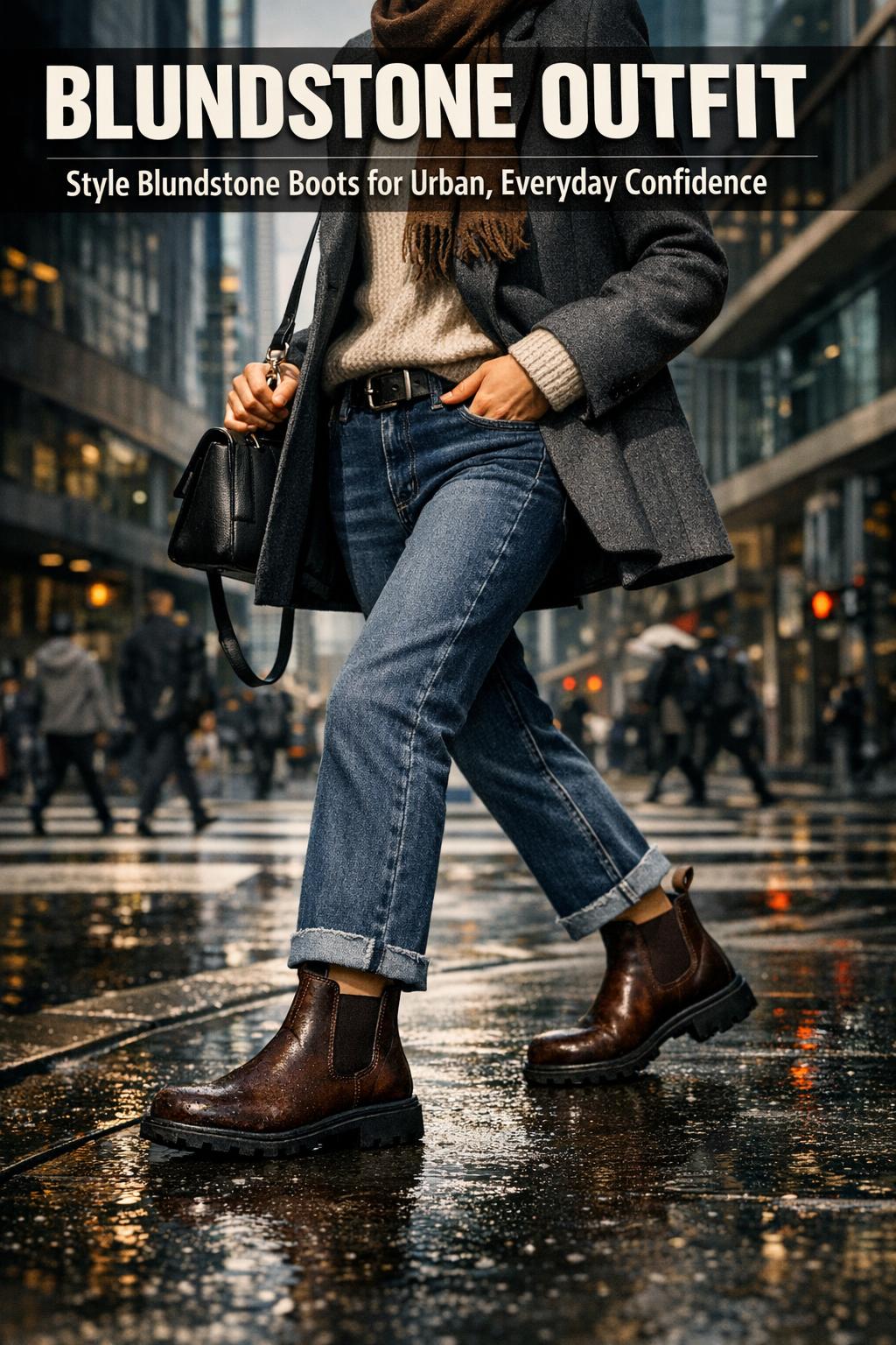 Blundstone outfit styled with rugged boots and casual layers in a natural outdoor setting