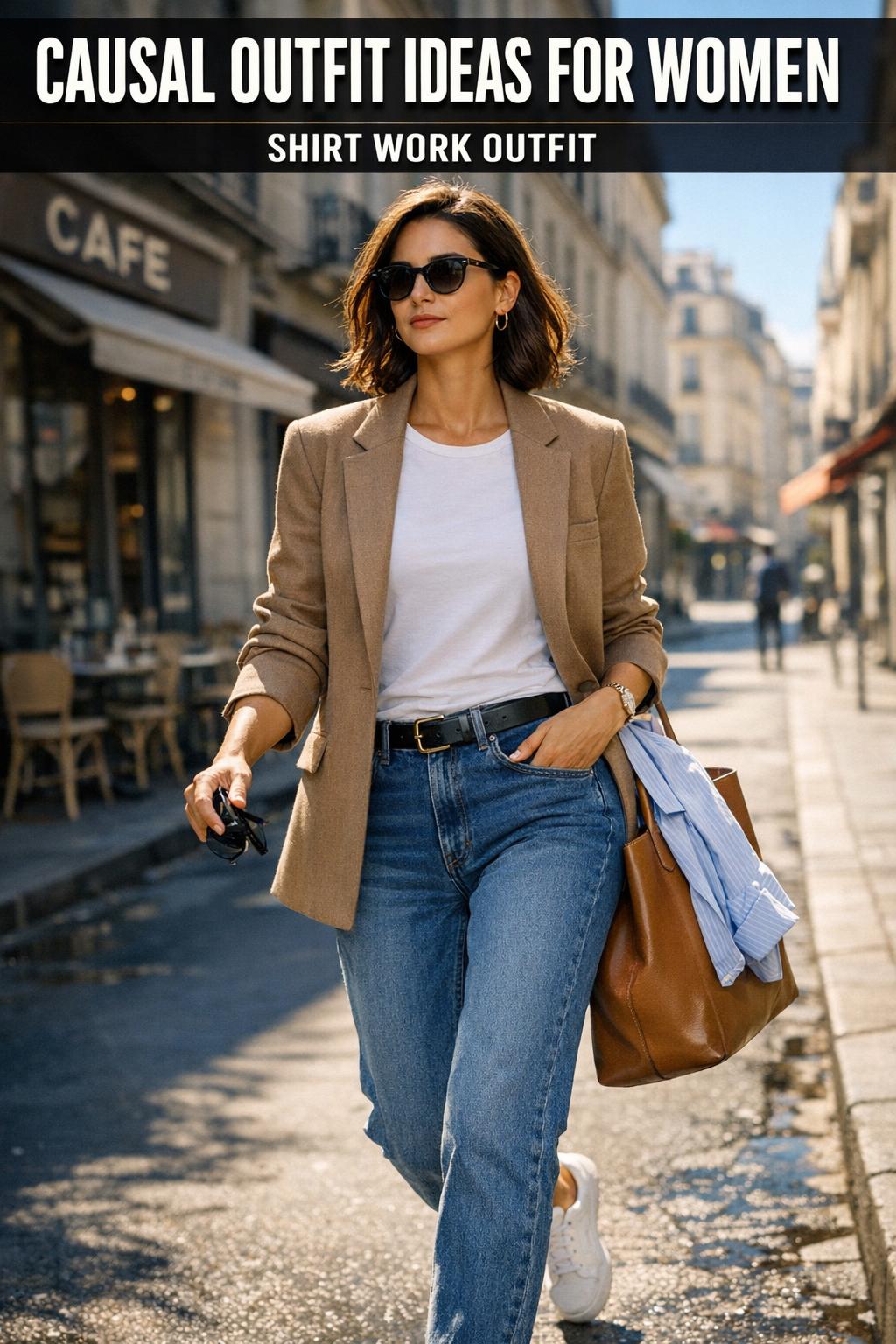 Casual outfit ideas for women featuring a relaxed everyday look with stylish basics in natural light.