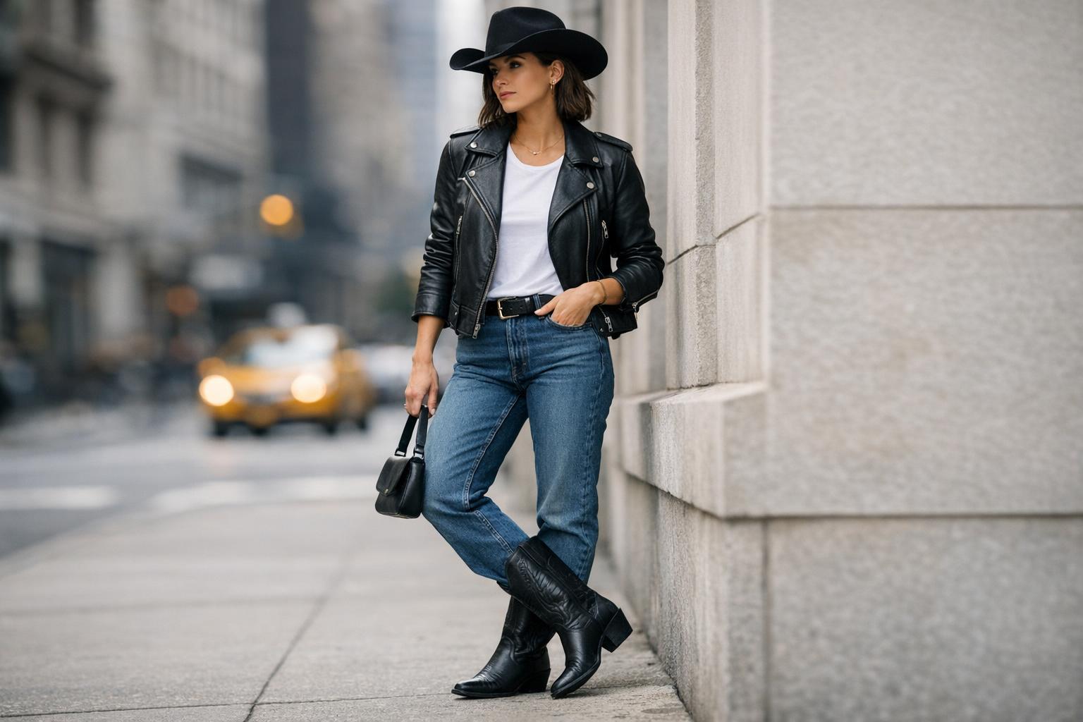 City-Ready Black Cowboy Boots outfit With a Modern-Western Edge