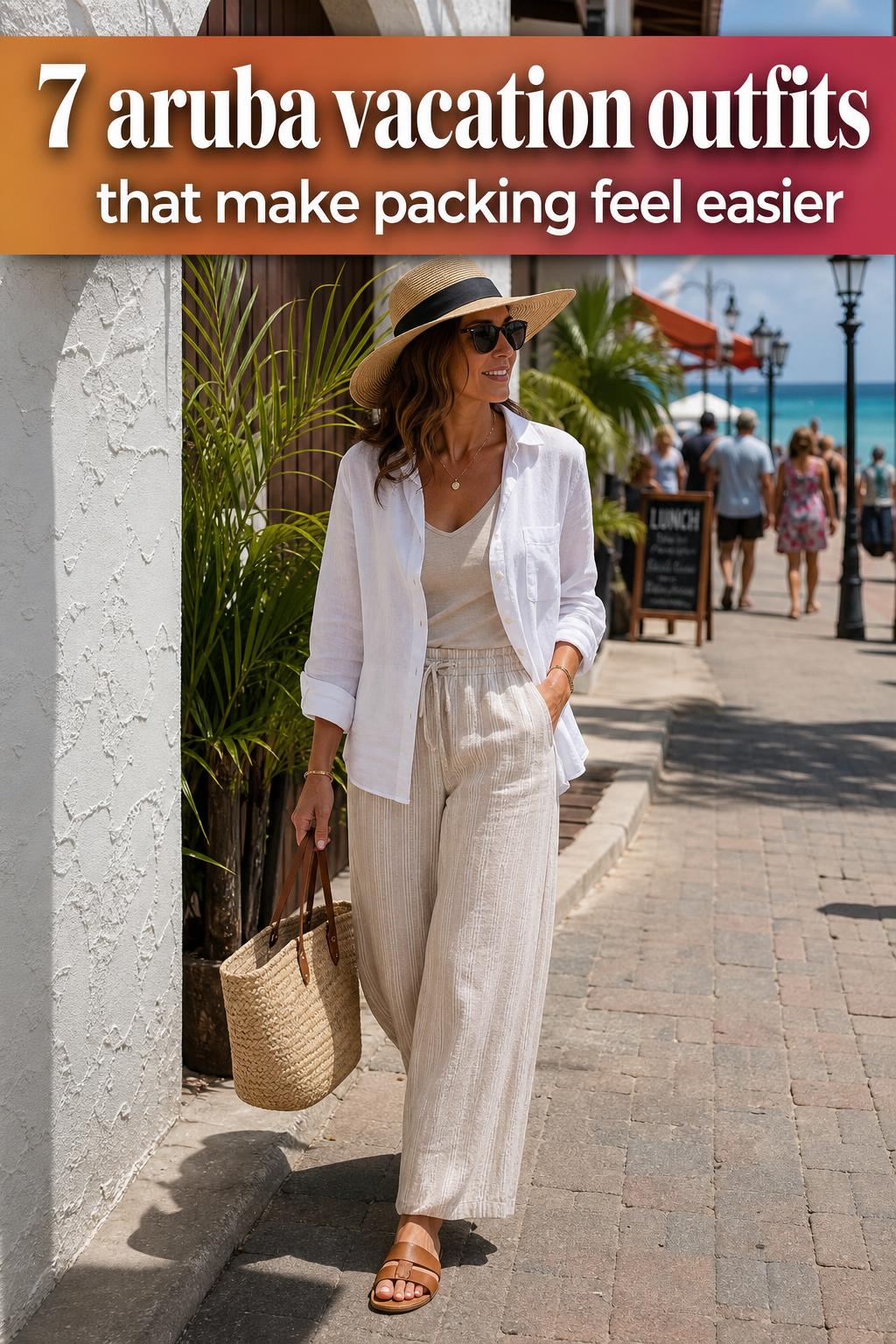 Aruba Vacation Outfits for Beach Getaways Aruba vacation outfits for a stylish beach getaway, featuring breezy resortwear by the ocean
