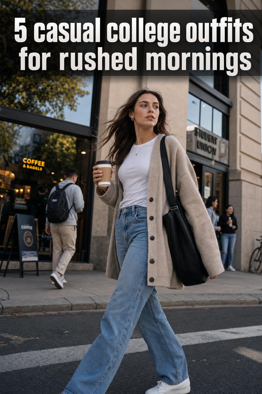 Casual College Outfits for Everyday Campus Style Casual college outfits with a student in a relaxed campus look, walking outdoors near university buildings