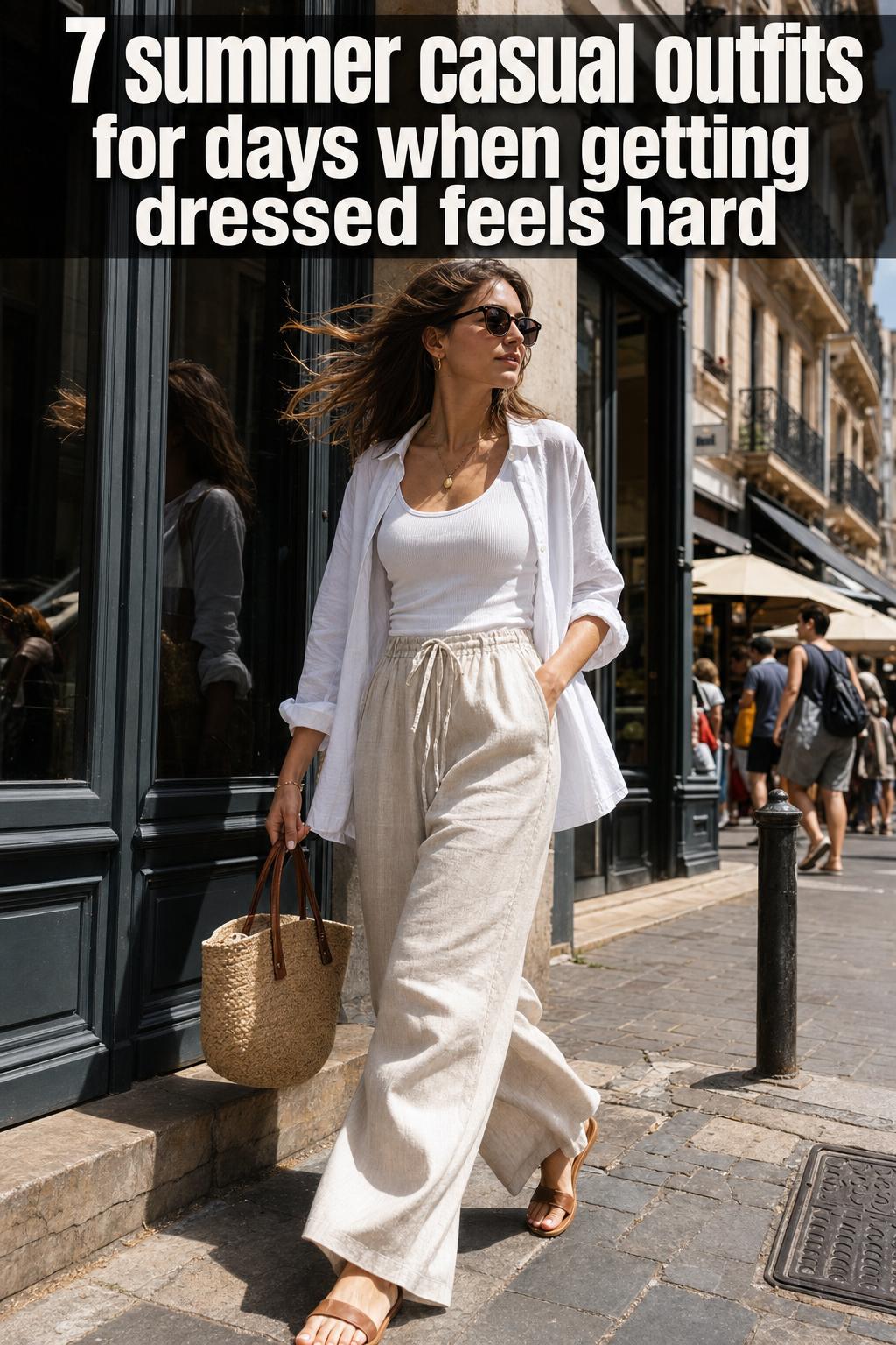 Summer Casual Outfits for a Sunny Day Summer casual outfits styled on a sunny day, featuring light layers, denim shorts, and sneakers for an effortless look.